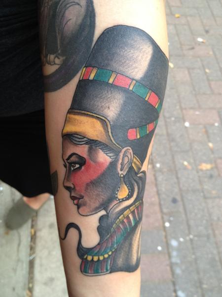 Tattoos - colored isis goddess statue tattoo, Gary Dunn Art Junkies tattoo - 70528